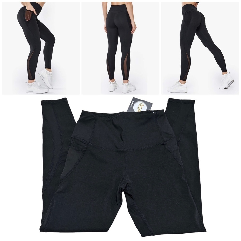 Unbranded Workout Leggings High Waisted Mesh Yoga Pants Tummy Control Medium